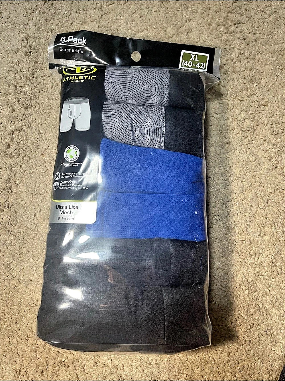 Athletic Works 6 Pack Boxer Briefs XL Ultra Lite Mesh